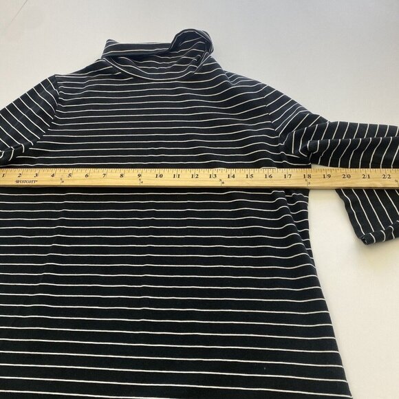 Merona Womens Long Sleeve Black White Striped Top Size XL Pull Over Turtle Neck - Picture 3 of 10